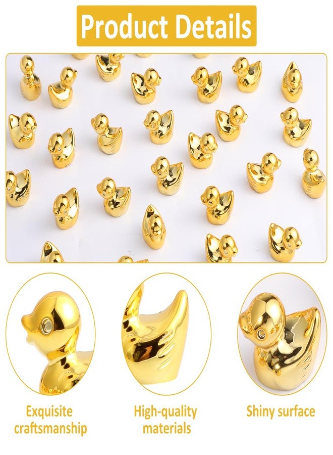 Xosjska 30 PCS Golden Mini Resin Ducks, 1.5cm/0.59" Golden Tiny Ducks Figurines Little Duck Statue Gold Duck Mini Resin Figurines for Micro Landscape, Cake Decoration, Potted Plants DIY Craft Charms - Image 3