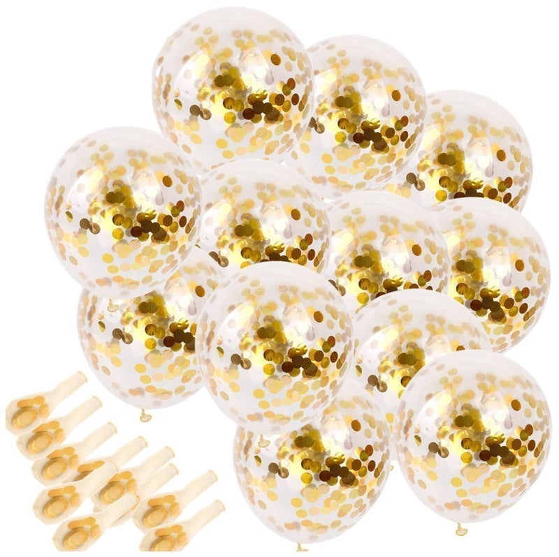 Gold Confetti Balloons 20 Pieces 12 Inches Party Balloons With Golden Paper Confetti Dots For Party Decorations Wedding Decorations And Proposal Gold