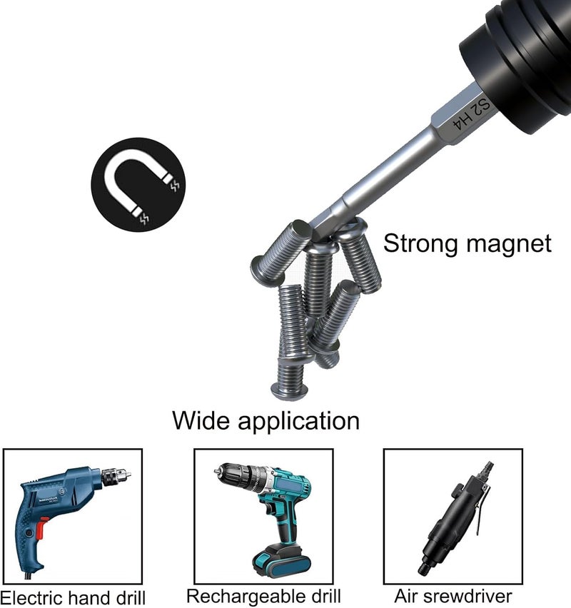 Sipery 10Pcs Hex Head Allen Wrench Drill Bits H2.5 (2.5mm) S2 Steel Magnetic Hexagon Hex Head Screwdriver Bits 1/4 Inch Quick Release Shank 3 Inch Long Drill Bit - Image 4