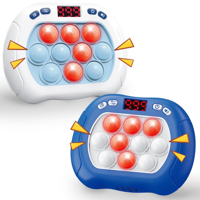 Intoypad 2 Pack Quick Push Pop Game for Kids Handheld Fidget Toy With LED Screen Light Up Electric Pop Controller Fast Push Bubble Sensory Toy White Blue - Image 2