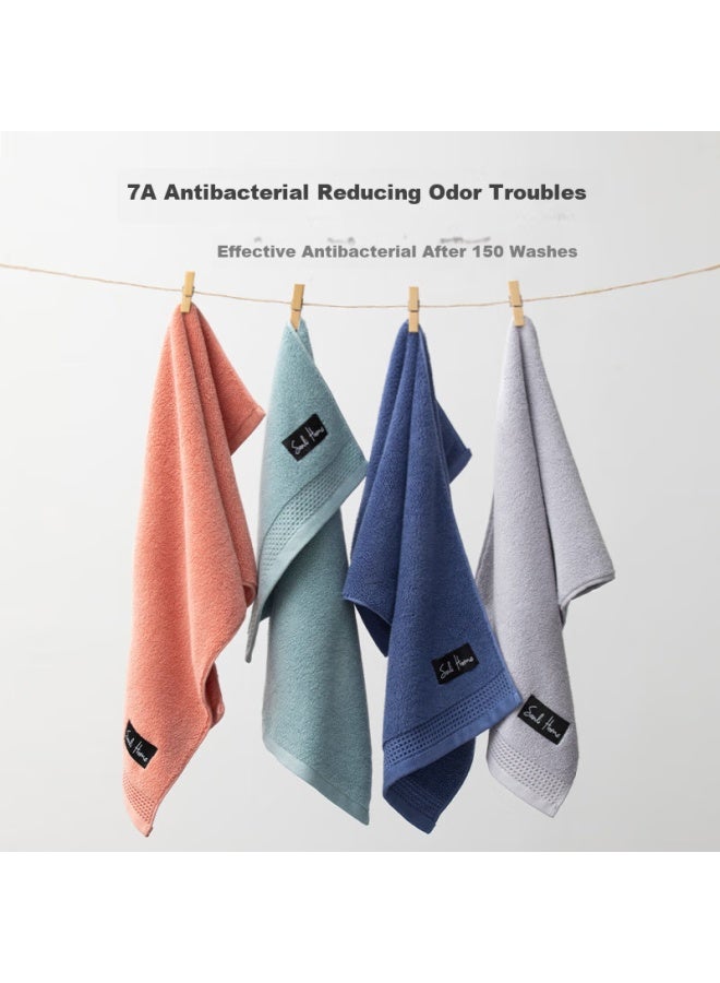 Sanli 7a Antibacterial 100% Thickened Cotton Towel Class A Men's Face Washing Water Absorbing Large Towel Blue + Gray - Image 3