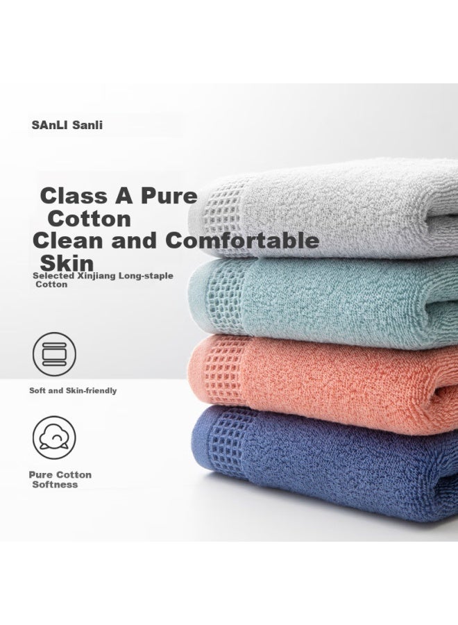 Sanli 7a Antibacterial 100% Thickened Cotton Towel Class A Men's Face Washing Water Absorbing Large Towel Blue + Gray - Image 4