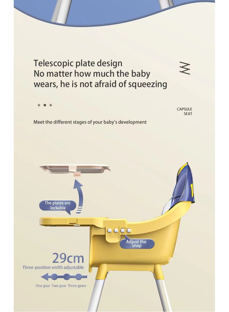 فول جوي كرسي طعام مرتفع قابل للتعديل للأطفال 7*1 ، مقعد معزز لكرسي تغذية الأطفال ,كرسي بعجلات مع ألعاب ومكان تخزين مع حزام أمان ,مسند قدم مع صينية قابلة للفصل ,كرسي عالٍ قابل للطي للأطفال الصغار من عمر 6 أشهر إلى 4 سنوات - Image 2