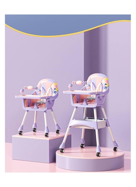 Adjustable Multifunctional Portable Foldable Dining Highchair With Removable Tray