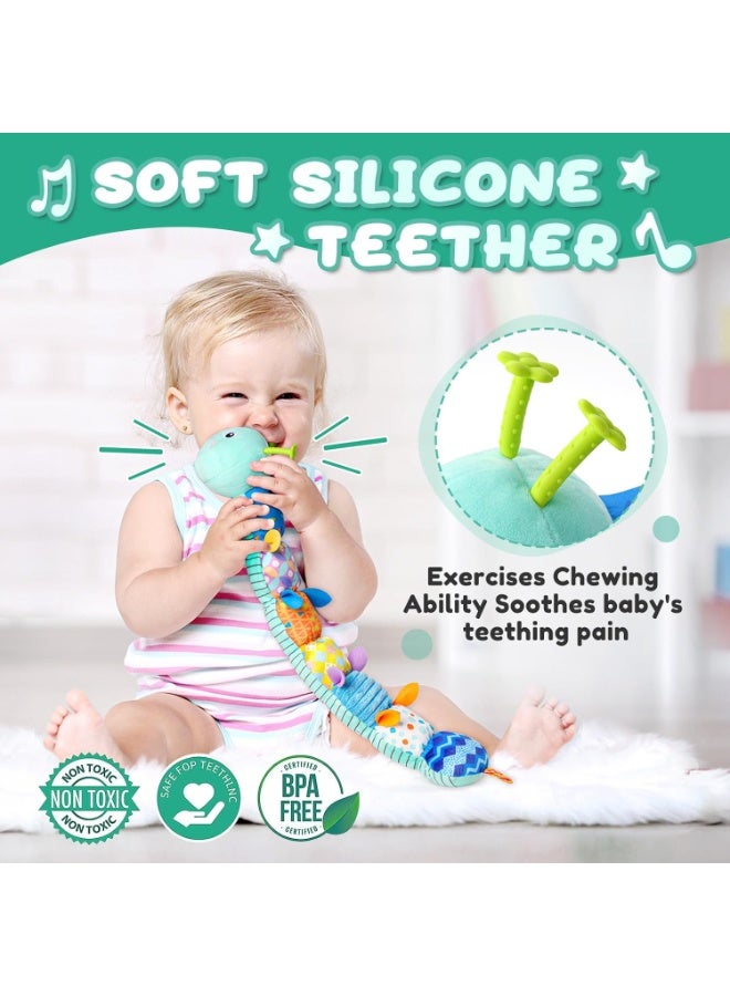 Bukela Baby Toys 0 to 12 Months, Musical Stuffed Animal Activity Soft Toy with Multi-Sensory Crinkle, Rattle and Textures, Infant Tummy Time Toys for Newborn Boys Girls, Caterpillar, Blue - Image 3