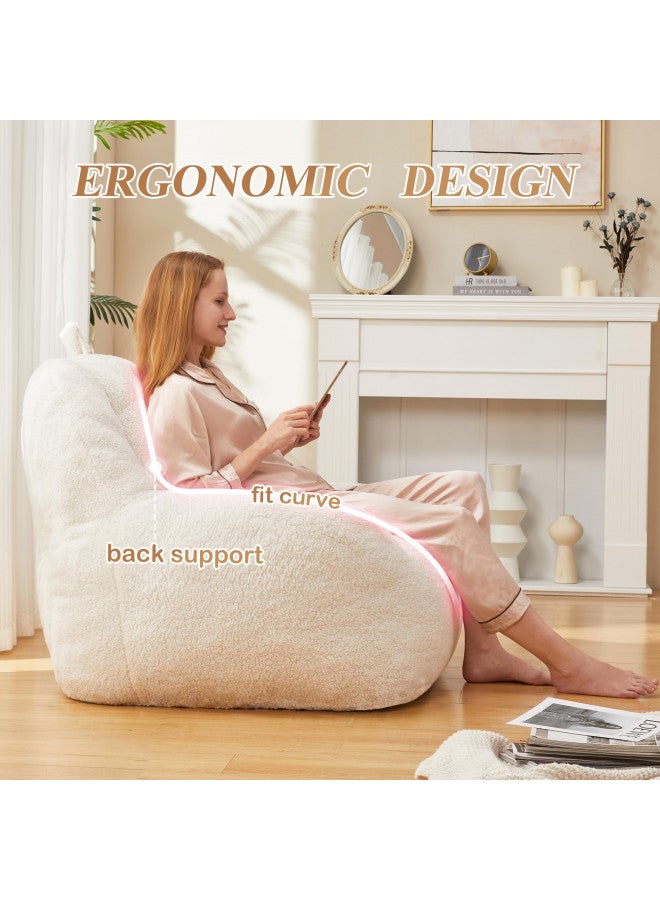 Homguava Homguava Bean Bag Chair Sherpa Bean Bag Lazy Sofa Beanbag Chairs for Adults with High Density Foam Filling Modern Accent Chairs Comfy Chairs for Living Room, Bedrooms  - Image 3
