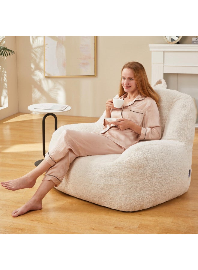 Homguava Homguava Bean Bag Chair Sherpa Bean Bag Lazy Sofa Beanbag Chairs for Adults with High Density Foam Filling Modern Accent Chairs Comfy Chairs for Living Room, Bedrooms  - Image 2