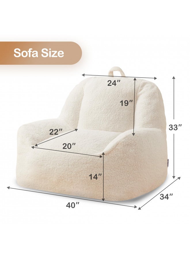 Homguava Homguava Bean Bag Chair Sherpa Bean Bag Lazy Sofa Beanbag Chairs for Adults with High Density Foam Filling Modern Accent Chairs Comfy Chairs for Living Room, Bedrooms  - Image 4