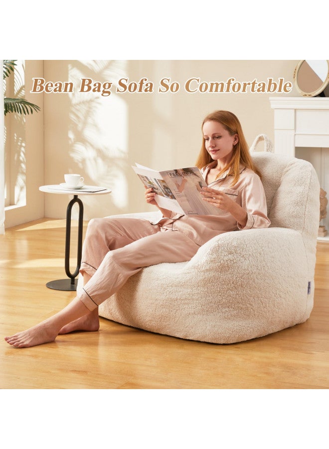 Homguava Homguava Bean Bag Chair Sherpa Bean Bag Lazy Sofa Beanbag Chairs for Adults with High Density Foam Filling Modern Accent Chairs Comfy Chairs for Living Room, Bedrooms  - Image 1