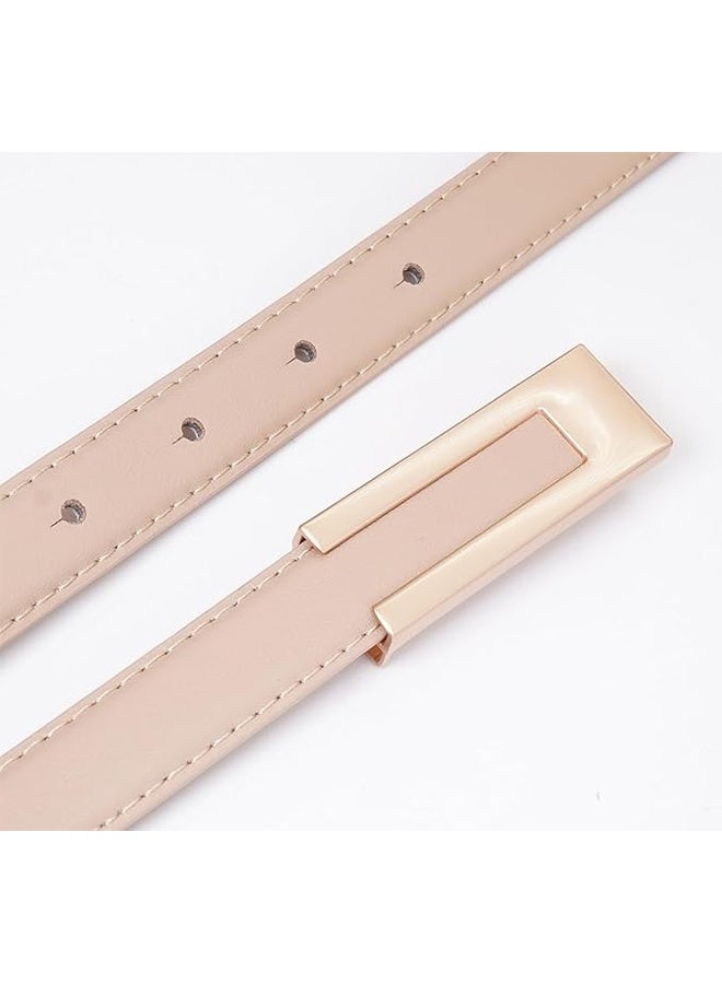 Women's fitted thin belt with gold buckle dress (khaki) - Image 3