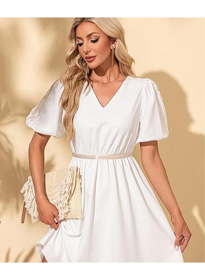 Women's fitted thin belt with gold buckle dress (khaki) - Image 4