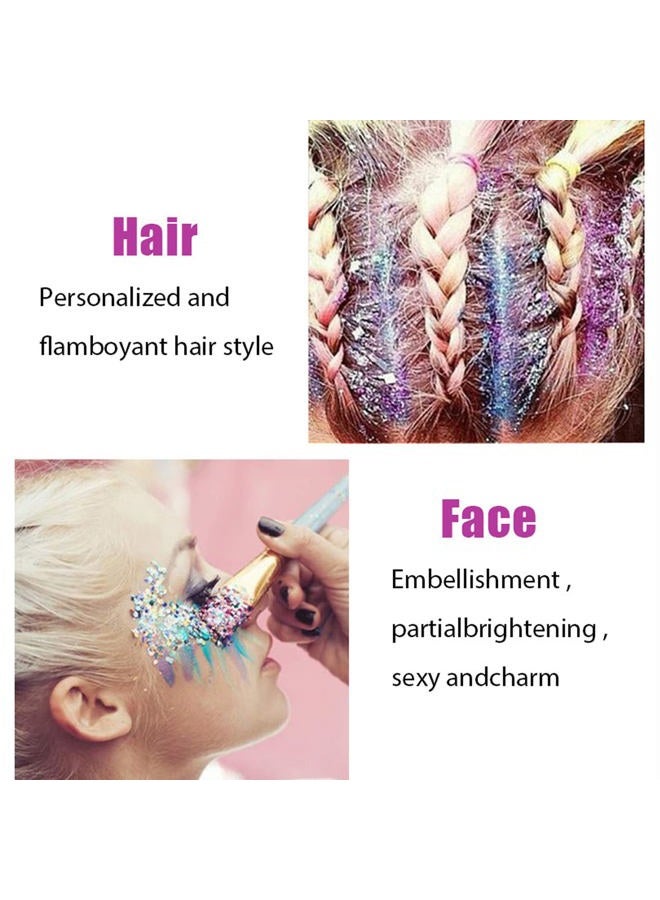 Yeweian Gold Body Glitter, Mardi Gras Face Glitter Gel, Mermaid Sequins Lip Eye Nails Hair Body Glitter Makeup, Liquid Holographic Chunky Glitter Singer Concerts Music Festival Rave Accessories,50g - Image 4