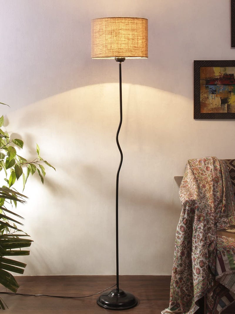 AMDHOME Beige Jute Shade with Iron Floor lamp40 - Image 1