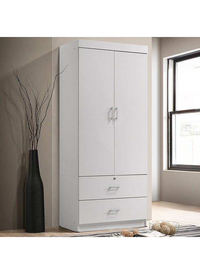 DANUBE HOME Sante 2 باب + 2 خزانة ملابس بأدراج لتعليق الملابس، منظم تخزين قوي للغاية، تصميم حديث، خزائن موفرة للمساحة لغرفة النوم، الطول 80 × العرض 42 × الارتفاع 181 سم، أبيض  - Image 1