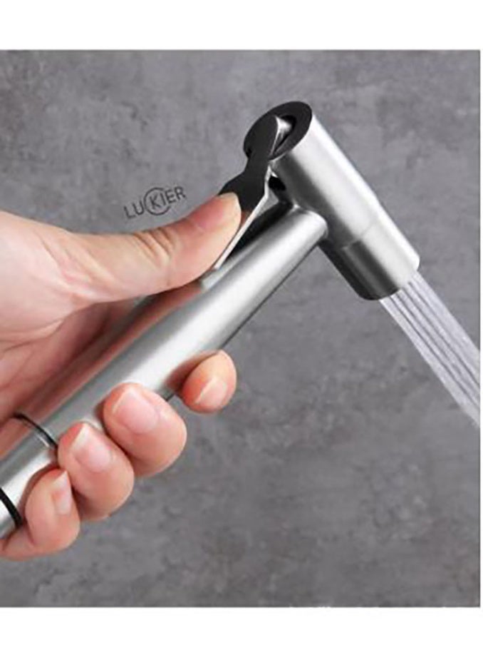 LUCKIER Portable Bidet Faucet, Stainless Steel Travel Shattaf Portable Bidet Faucet, Boosted Water Flow Shattaf Kit, 4m Hose, 2 Types of Bases, Adapter Kit, Suitable for Home/Hotel/Camping/Female/Baby care - Image 2