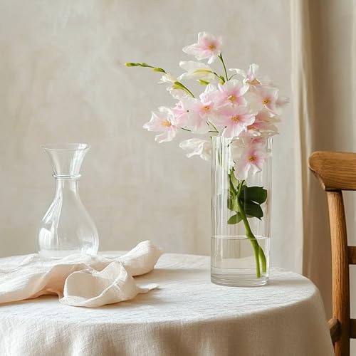 TBWIND 12Pcs Glass Cylinder Vases 8 Inch Tall Clear Flower Vases for Centerpieces Wedding Decoration, Hurricane Floating Candle Holder for Party Table Home Decor - Image 3