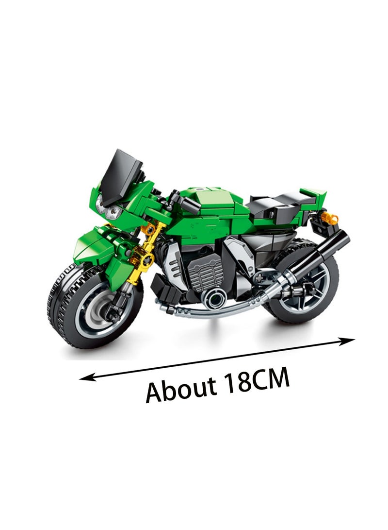227pcs Green Retro Motorcycle Building Toy Set; Build A Motorcycle Gift For Kids Aged 8+ Who Love Fast-Paced Vehicle Action - Image 2