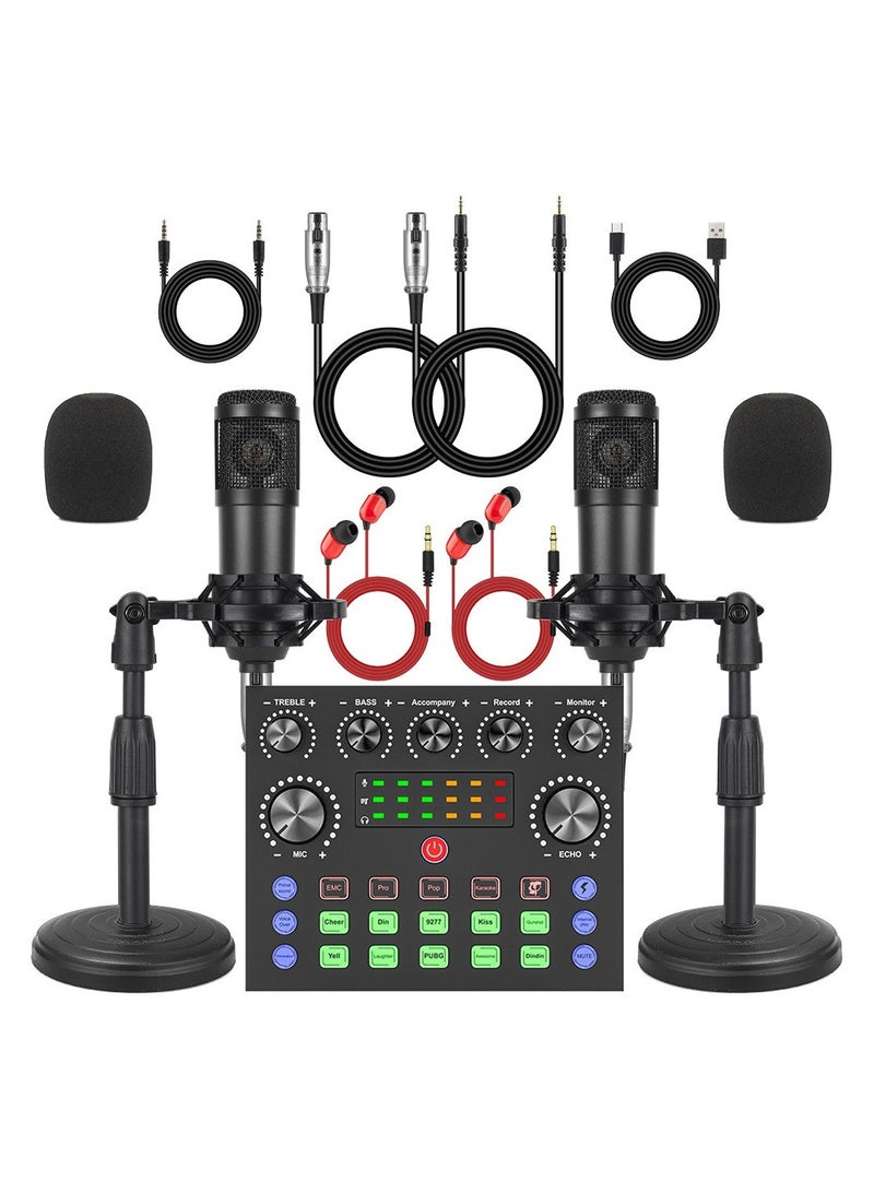 Arabest Audio Mixer Broadcast Kit, Live Sound Card Studio Recording XLR Microphone, Audio Interface Voice Changer, Podcast Equipment Bundle Soundboard for Tiktok Youtube Streaming/Singing/Gaming Phone/PC  - Image 1