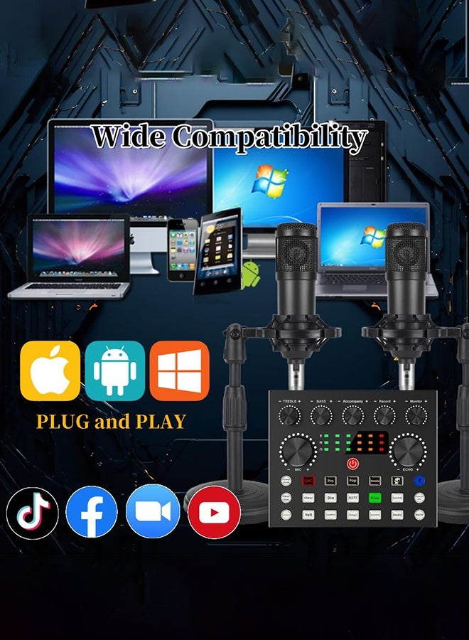 Arabest Audio Mixer Broadcast Kit, Live Sound Card Studio Recording XLR Microphone, Audio Interface Voice Changer, Podcast Equipment Bundle Soundboard for Tiktok Youtube Streaming/Singing/Gaming Phone/PC  - Image 5
