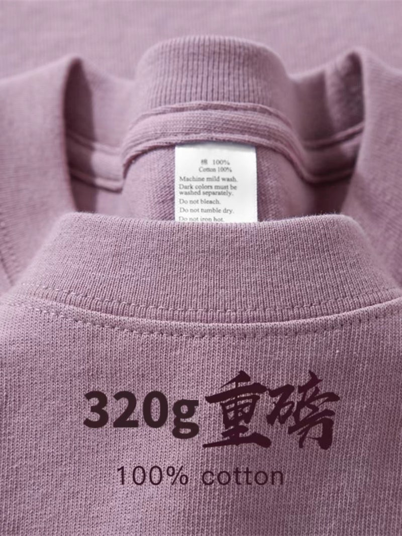 320G Heavy American Short-Sleeved T-Shirt Thick And Impermeable Summer Loose Plus Size Pure Cotton Couples Pure White Half-Sleeved Men And Women - Image 4