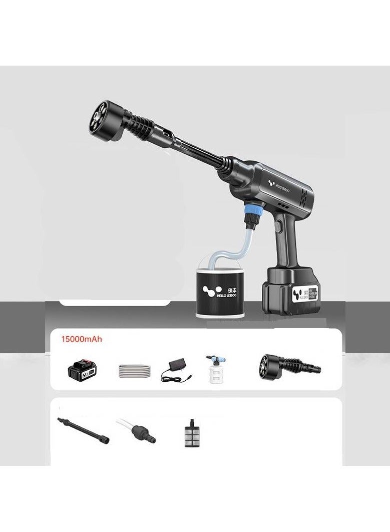 غسالة سيارة لاسلكية للمنزل المحمولة قابلة للشحن قوية عالية الضغط مدفع المياه انتزاع بطارية ليثيوم تنظيف قطعة أثرية - Image 1