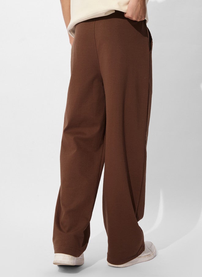 The Souled Store Men Brown Solid Cotton Straight Fit Joggers - Image 3
