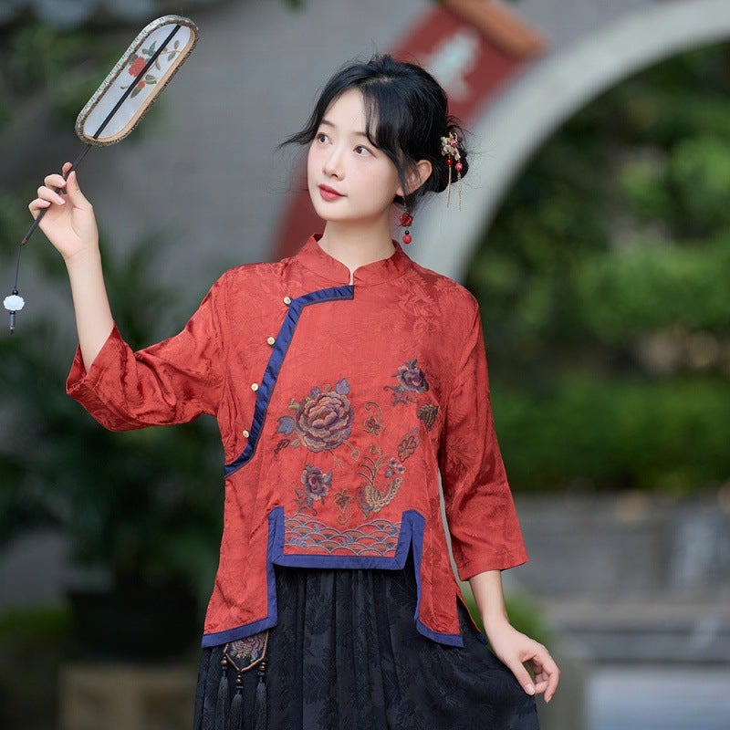 2024 New Chinese Style Improved New Chinese Style Embroidered Top - Image 2