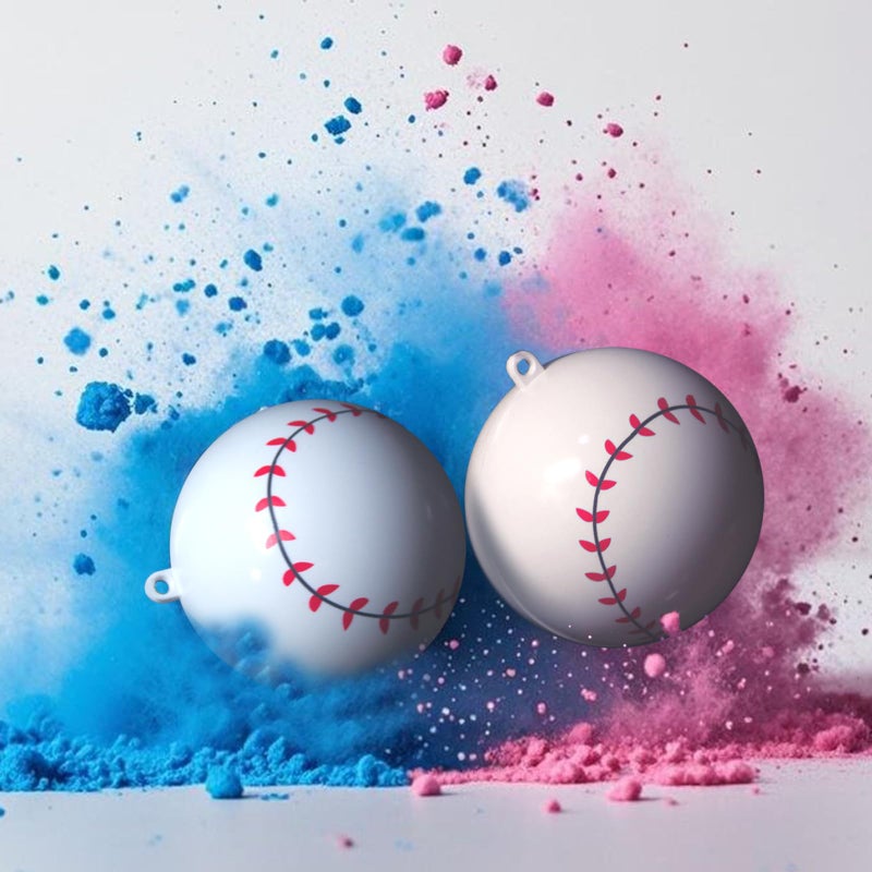Wsaeig Gender Reveal Baseball with Powder - 2 Pack Gender Reveal Baseballs Filled with Blue and Pink Powder for Boy or Girl Baby Reveal Party Ideas for Decorating (1 Blue & 1 Pink) - Image 1