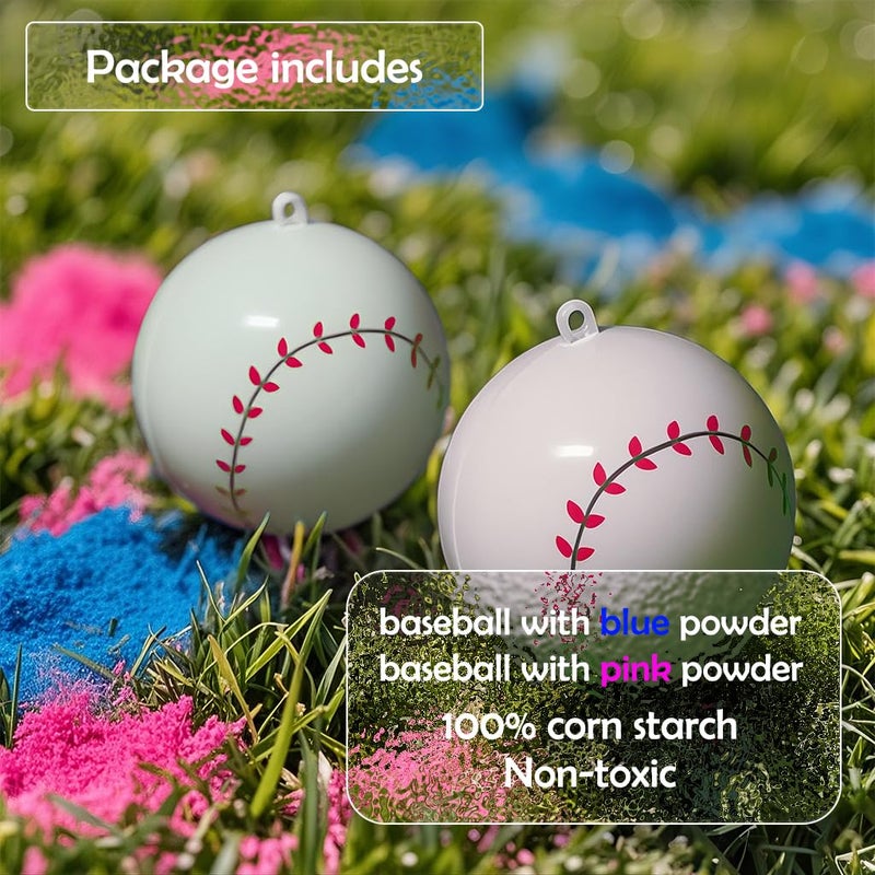 Wsaeig Gender Reveal Baseball with Powder - 2 Pack Gender Reveal Baseballs Filled with Blue and Pink Powder for Boy or Girl Baby Reveal Party Ideas for Decorating (1 Blue & 1 Pink) - Image 5
