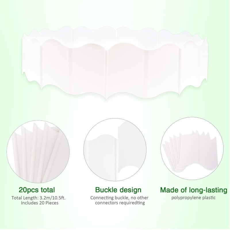 Bukela 20 Pcs White Plastic Garden Edging Kit 3.2 Meters Long Flexible Interlocking Landscape Border for Lawn Flower Bed Patio Walkway Yard Decorative Fence DIY - Image 4
