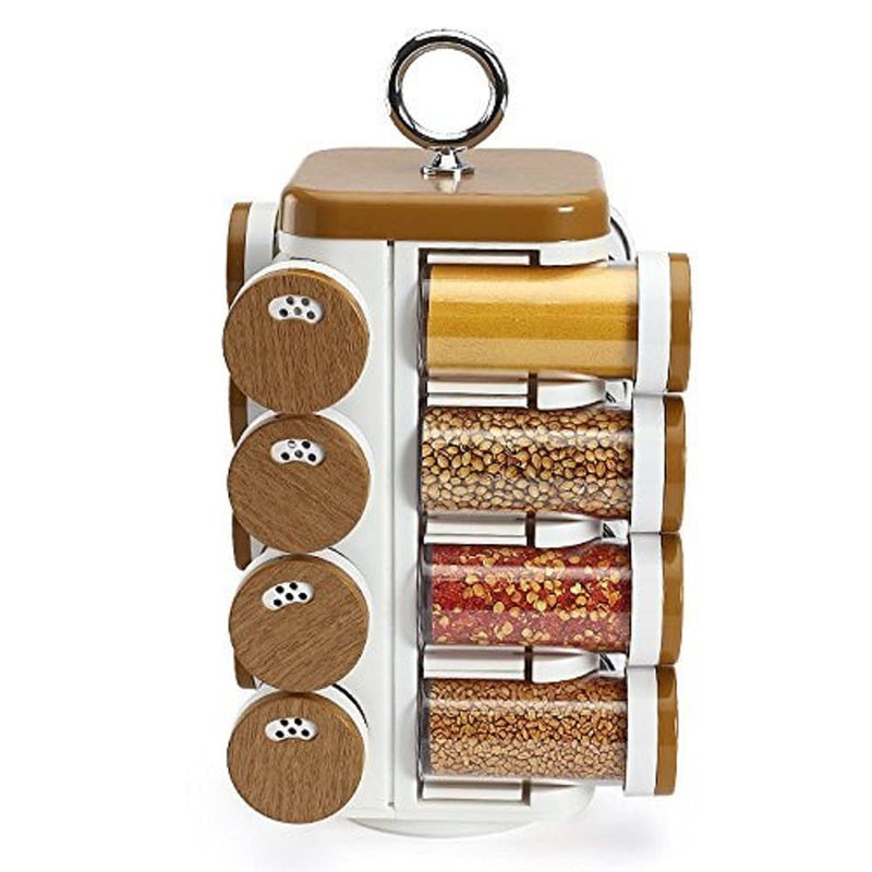 Luxdhara Luxdhara Revolving Plastic Spice Rack Containers Masala Jar Plastic Condiment Storage Jar Masala Box Spice Rack Stand Spice Storage Container Home Kitchen Set 16 Piece Spice Rack  - Image 2