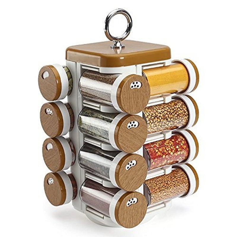Luxdhara Luxdhara Revolving Plastic Spice Rack Containers Masala Jar Plastic Condiment Storage Jar Masala Box Spice Rack Stand Spice Storage Container Home Kitchen Set 16 Piece Spice Rack  - Image 1