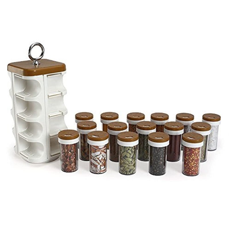 Luxdhara Luxdhara Revolving Plastic Spice Rack Containers Masala Jar Plastic Condiment Storage Jar Masala Box Spice Rack Stand Spice Storage Container Home Kitchen Set 16 Piece Spice Rack  - Image 3