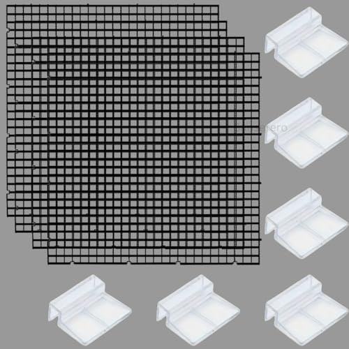 SANSEFERO Premier Plants Black Acrylic Aquarium Fish Tank Lid Cover Support Clip Clamp For Rimless Aquarium And Glass Top,Plastic Aquarium Hoods (4 Pcs Grid Divider With 6 Pieces 12 MMHolder) - Image 1