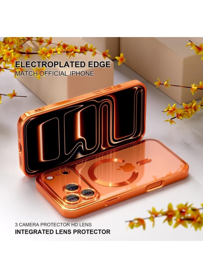 ميجوفاست جراب iPhone 17 Pro مع واقي شاشة، [حماية كاملة للكاميرا] [متوافق مع MagSafe] جراب iPhone 17 Pro مغناطيسي شفاف رفيع، برتقالي - Image 3