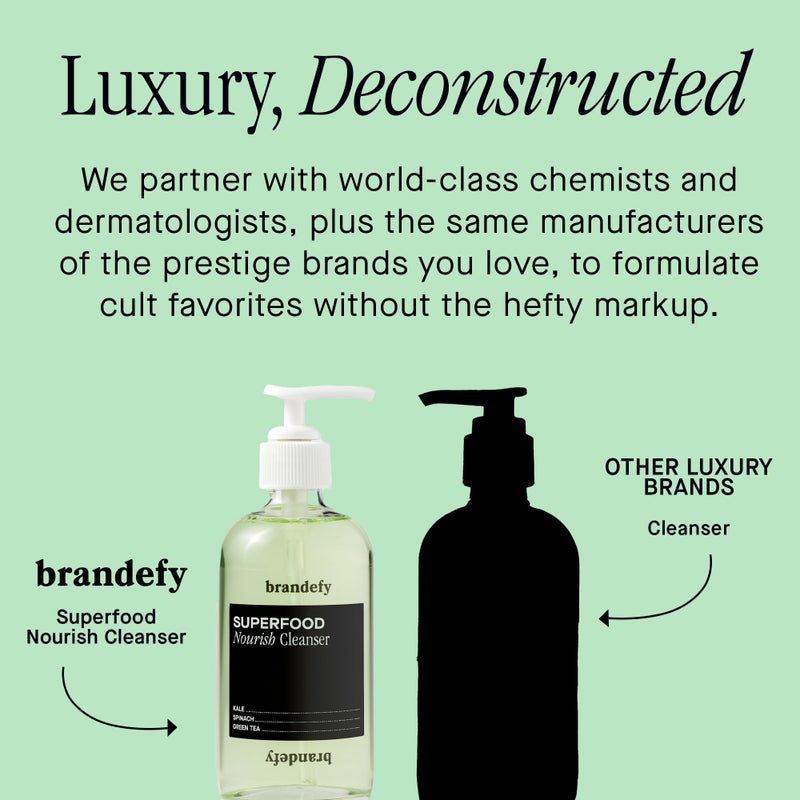 Brandefy Superfood Face Wash, Gentle & pH Balanced Cleanser w/Kale, Green Tea, Spinach, Vitamin C, E, K2- Softens & Nourishes Skin, Organic Facial Cleanser for All Skin Types (8 Fl Oz) - Image 5