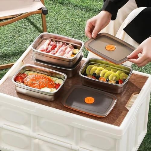 SOLIGT Fridge Storage Box 316 Stainless Steel Food Storage Containers | Food Grade, Leakproof Kitchen Organizer | Microwavable & Freezer Safe, Silver With Lid (4 Pcs 1000 Ml) - Image 5