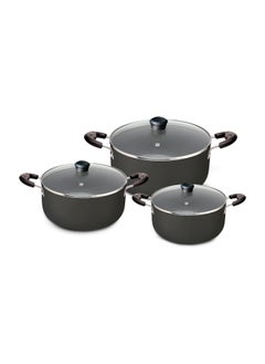 NIRLEP NIRLEP Sakhi 6 Pieces Gift Set with 3 Casseroles Set with 3 Glass Lid| Induction Cookware Set| 5-Layer PFOA Free Coating| Non Stick Cookware Set | Black  - Image 1