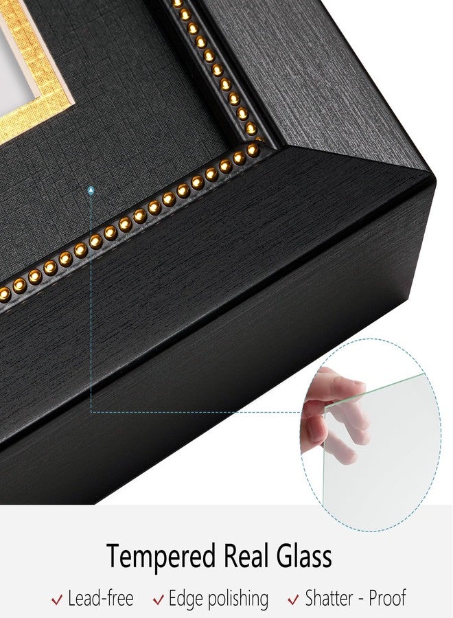إطار GiftMust Graduate مع حامل شرابة، وحصيرة ورقية سوداء بنقشة الكتان، لعرض صورة مقاس 5x7 أو 9x11، وإطار أسود مزين بخرز ذهبي بارز. - Image 3