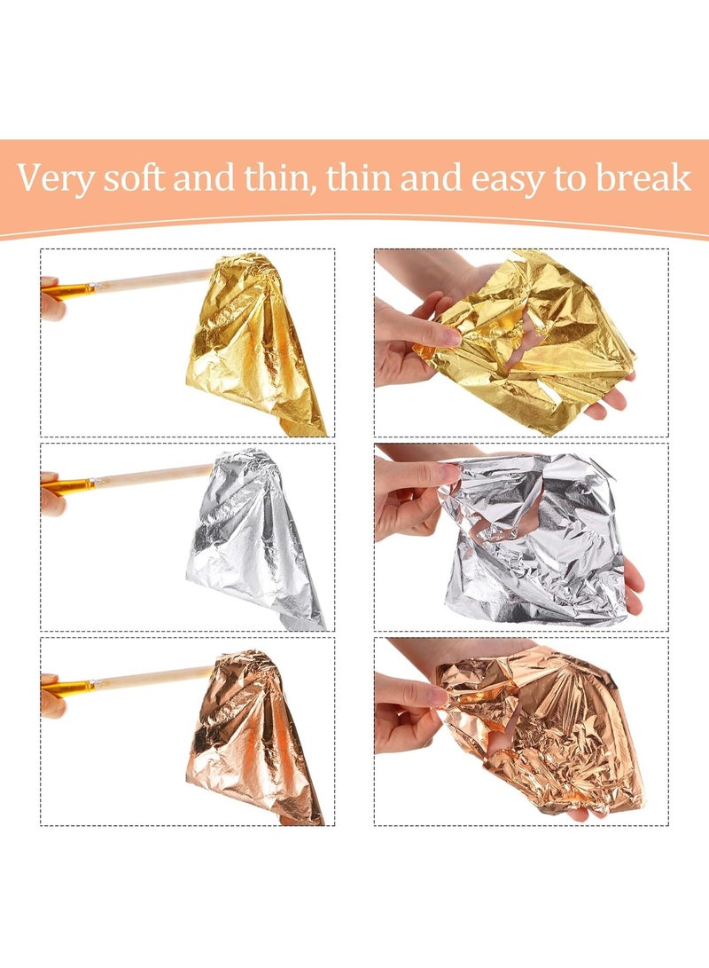 LYNLYN 300PCS Imitation Gold Leaf Foil Sheets, Gold, Silver and Rose Gold for Resin, Crafts, Gilding, Scrapbooking, Nail Art, Painting and Home Decoration - Image 4