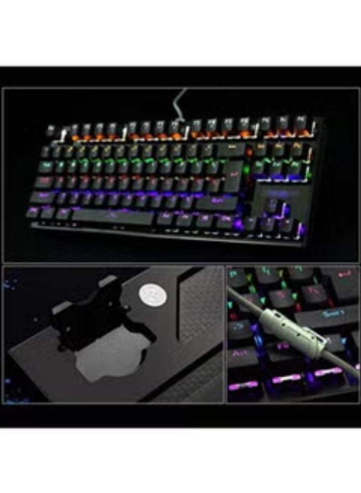 لوحة مفاتيح ألعاب سلكية USB ملونة بإضاءة خلفية LED مكونة من 87 مفتاحًا - Image 2