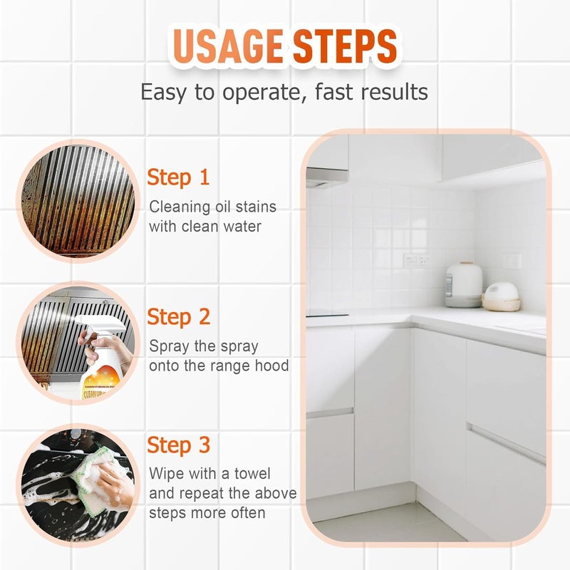Heavy Duty 2025 New Kitchen Cleaner, Multipurpose Oil Stain Remover, Strong Grill Cleaner for Restaurant, Cleaning Spray for Home Chefs - Image 2