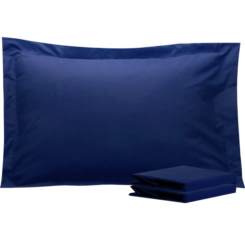 إن تي باي NTBay 100 ٪ Microfiber Queen Pillow Shams مجموعة من 2 Super Super و Dozy التجاعيد تتلاشى البقع مقاومة 20x30 بوصة وسادة أكسفورد البحرية  - Image 1