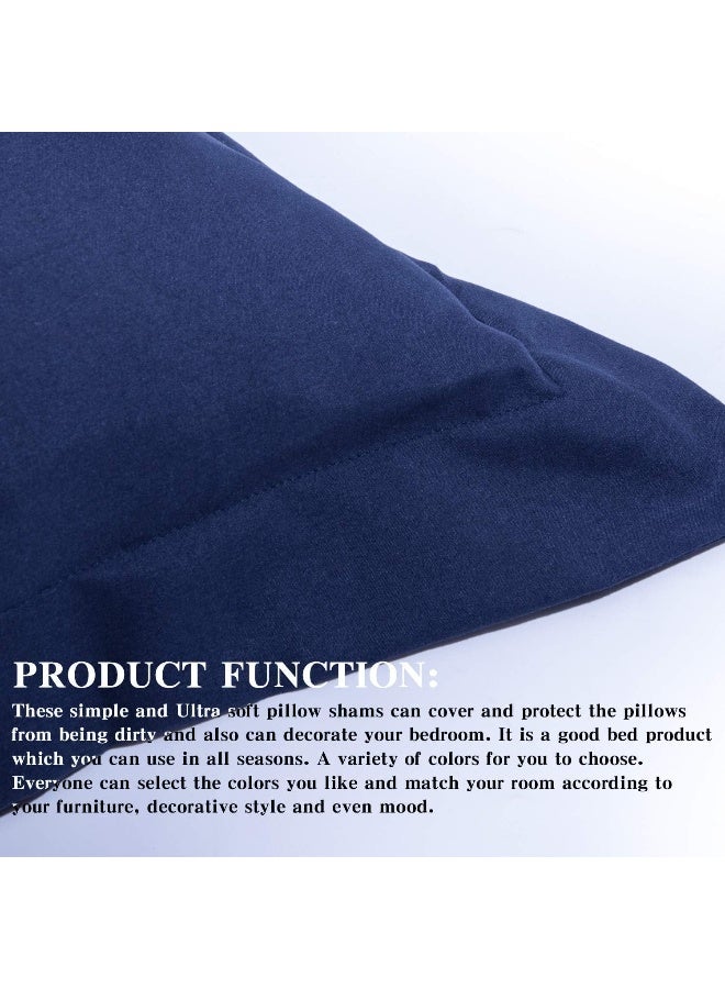 إن تي باي NTBay 100 ٪ Microfiber Queen Pillow Shams مجموعة من 2 Super Super و Dozy التجاعيد تتلاشى البقع مقاومة 20x30 بوصة وسادة أكسفورد البحرية  - Image 3