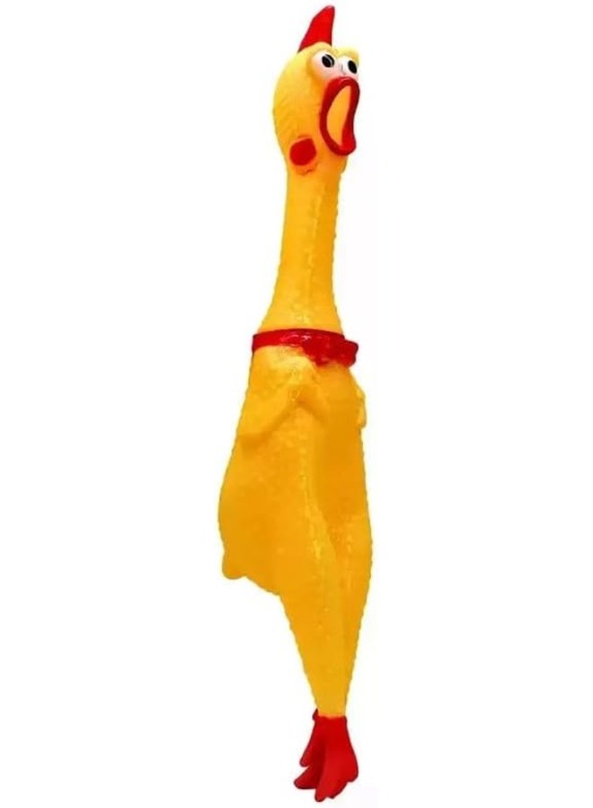 Rubber Screaming Chicken Squeeze Me Toy For Pets And Kids- Yellow - Image 3