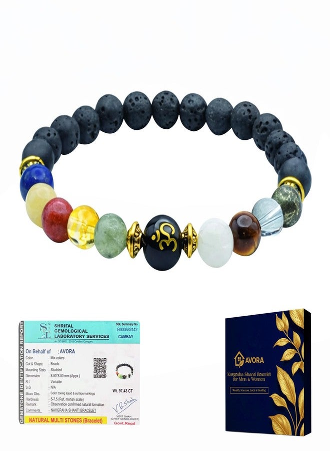 AVORA Navgraha Shanti Bracelet for Men & Women | 108 Hours Astrologically Charged Crystal Bracelet for Prosperity, Balance & Energy Alignment | Navgraha Gemstone Wear Jewellery - Image 1