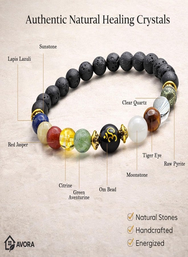 AVORA Navgraha Shanti Bracelet for Men & Women | 108 Hours Astrologically Charged Crystal Bracelet for Prosperity, Balance & Energy Alignment | Navgraha Gemstone Wear Jewellery - Image 3
