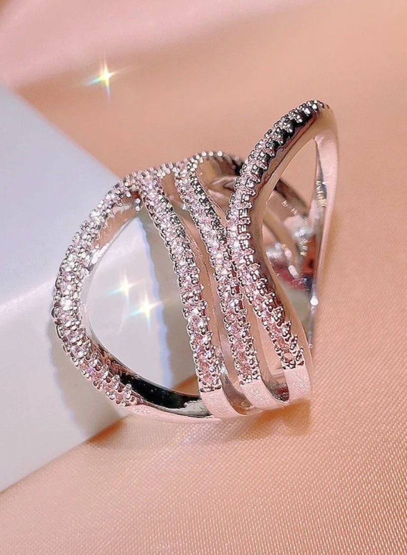 استراتيجية خاتم مصنوع من الفضة الإسترليني عيار 925 ومرصع بالزكرونيا المكعبة - Image 4