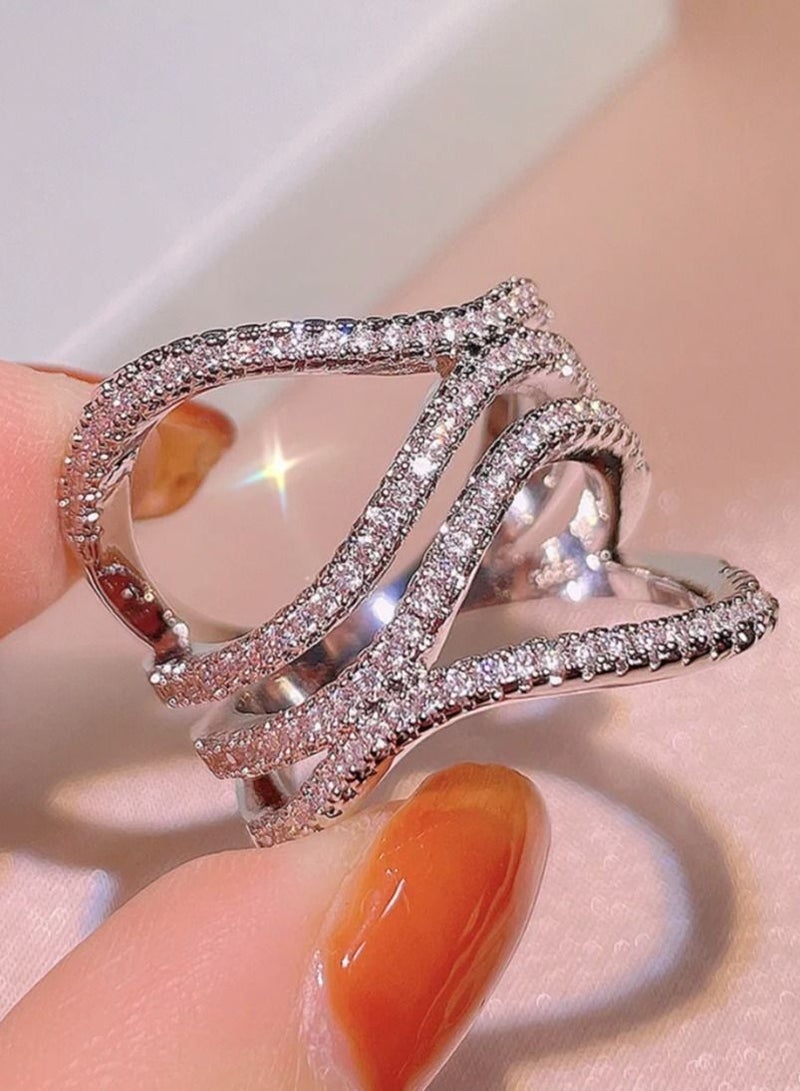 استراتيجية خاتم مصنوع من الفضة الإسترليني عيار 925 ومرصع بالزكرونيا المكعبة - Image 3