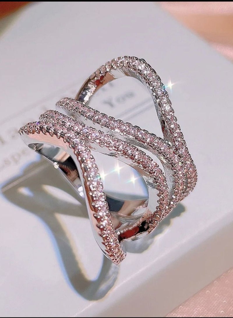 استراتيجية خاتم مصنوع من الفضة الإسترليني عيار 925 ومرصع بالزكرونيا المكعبة - Image 2